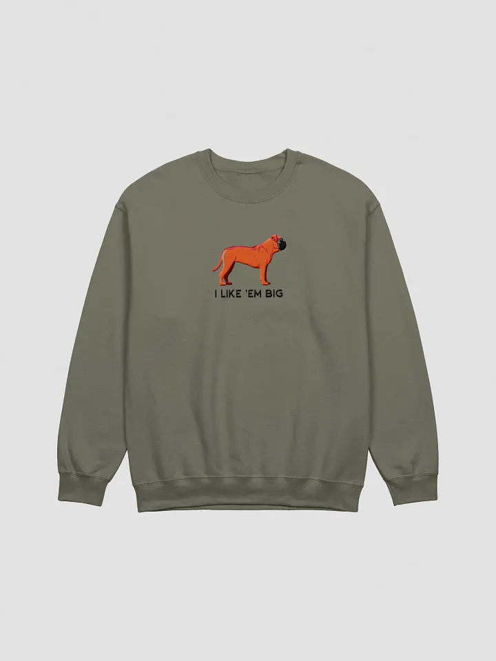 I Like 'Em Big Sweatshirt (Embroidered) of an English Mastiff(Red) product image (7)