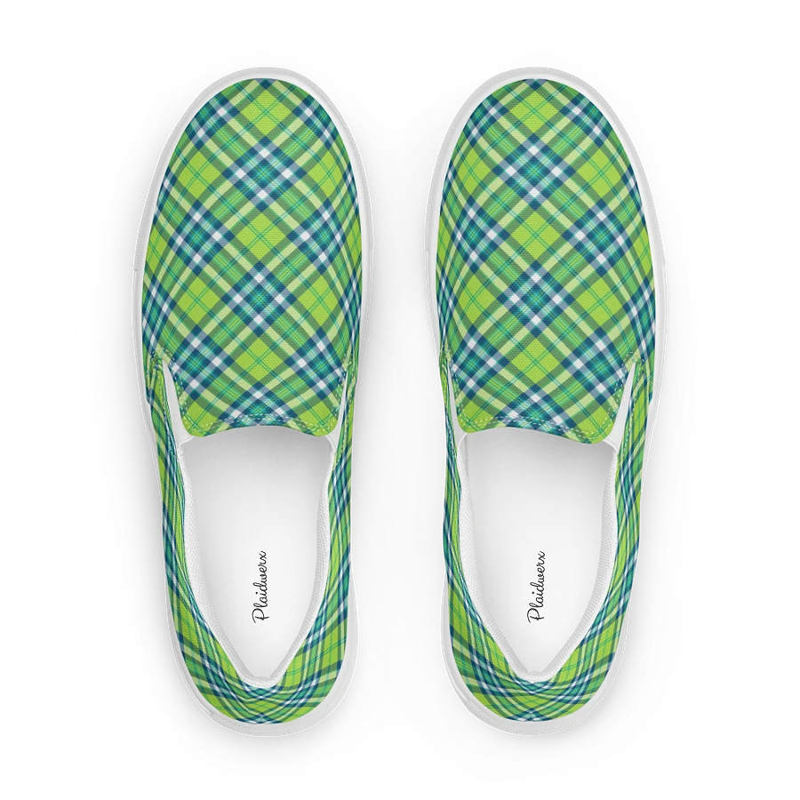 Lime and Turquoise Plaid Women's Slip-On Shoes product image (1)