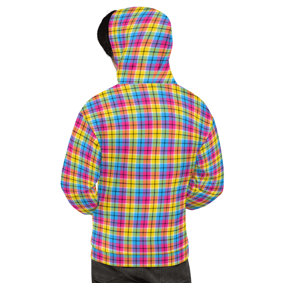 Hot Pink, Turquoise, and Yellow Plaid Hoodie product image (8)