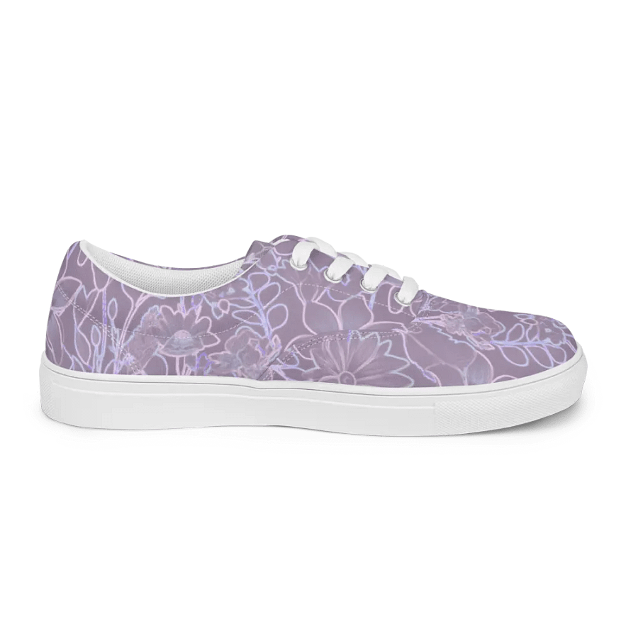 Line art Lilac and Pink Floral/Women's Lace-Up Canvas Shoes by Allcolor product image (4)