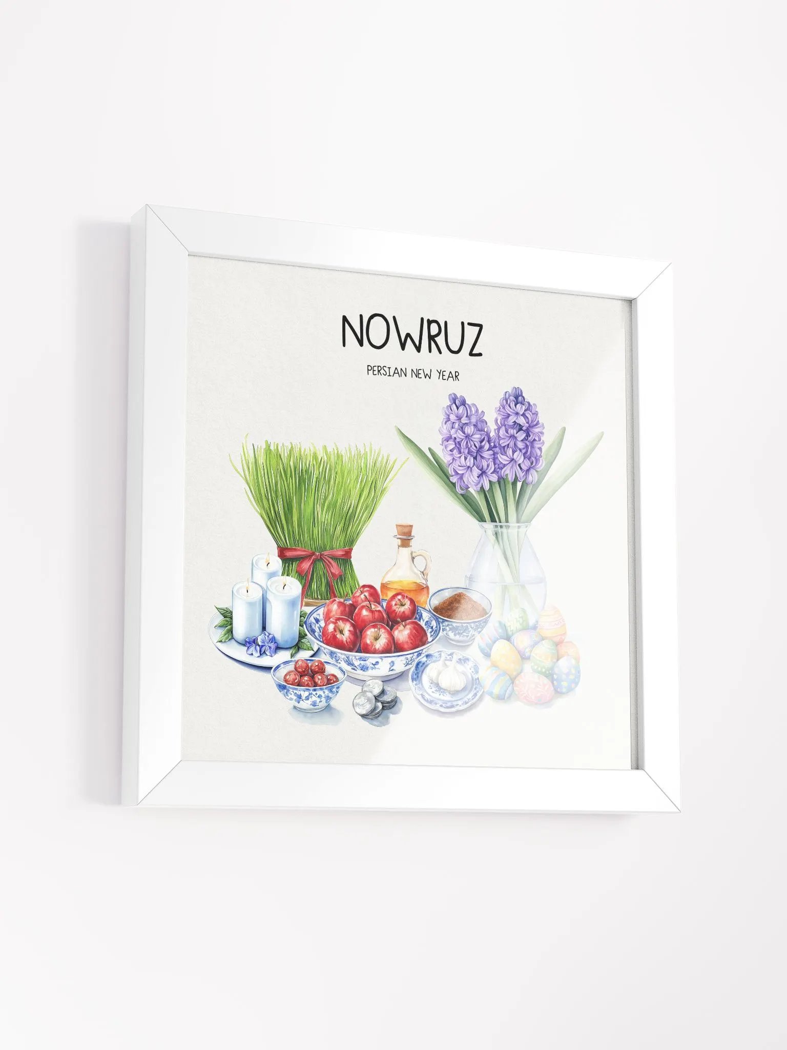 Nowruz Haft-Seen Celebration Poster, Nowruz Watercolor Art, Haft-sin Table, Persian New Year, Persian Art product image (43)