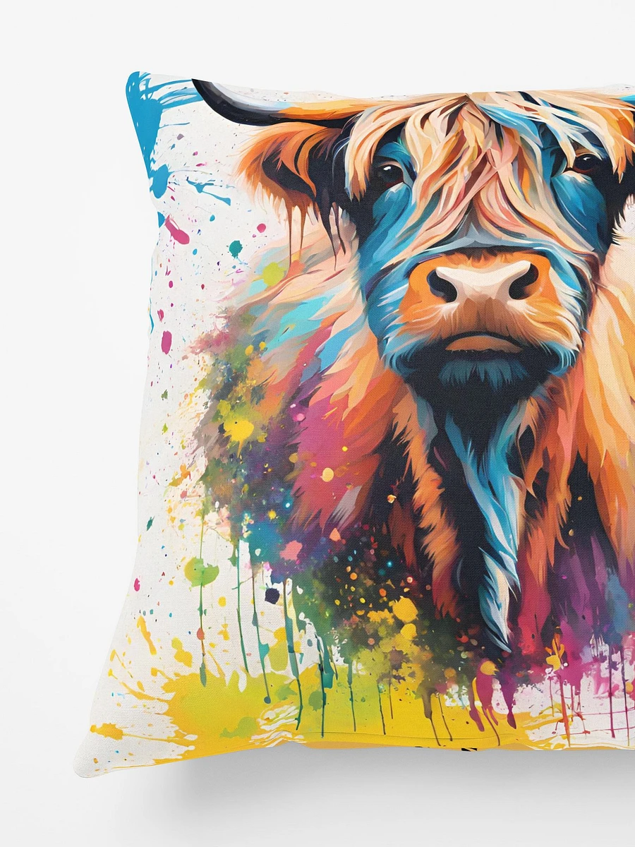 Multi Coloured Paint Splash Highland Cow Pillow product image (4)
