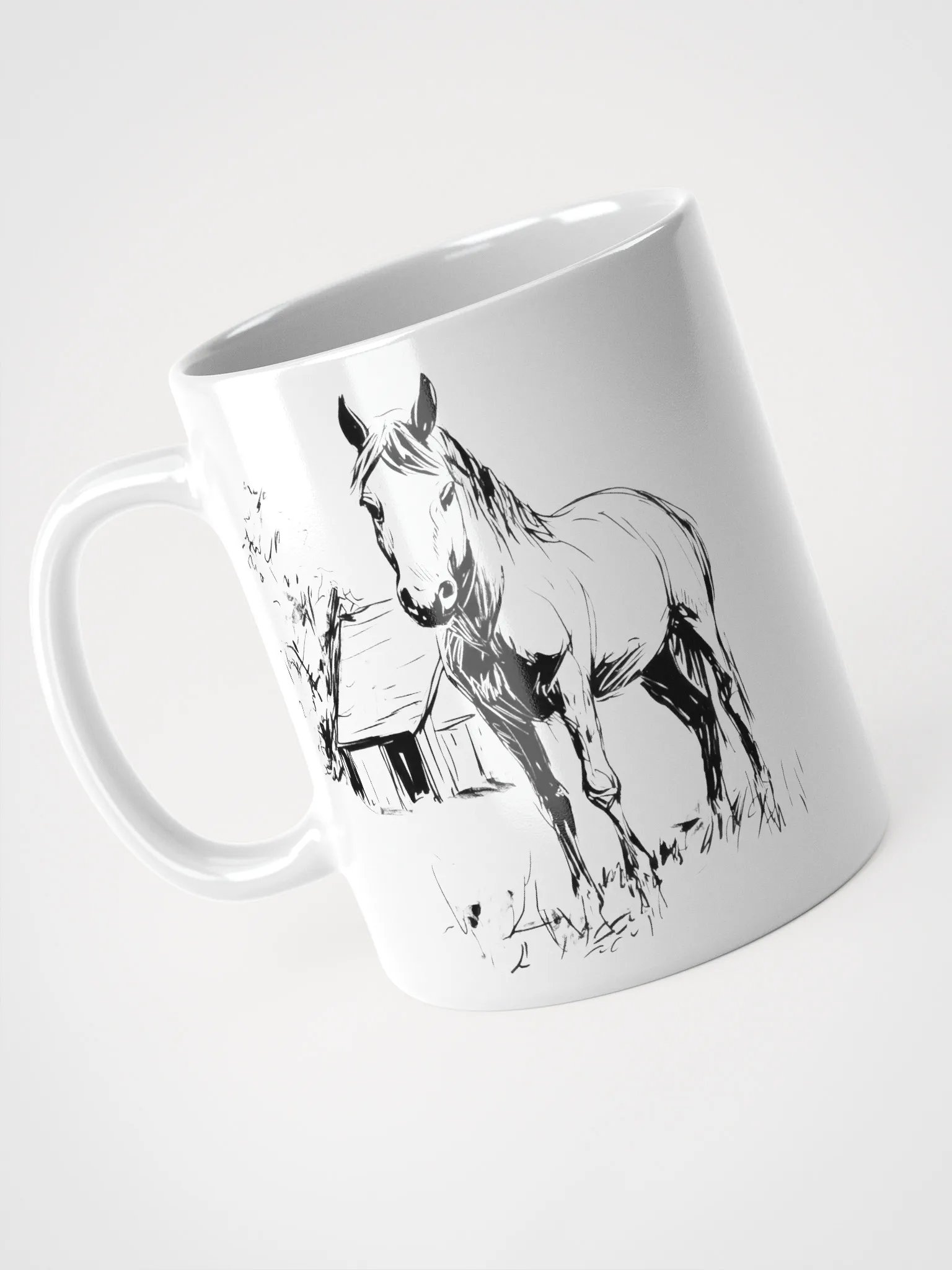 Pasture Morning – Horse & Barn Line Art Mug product image (7)