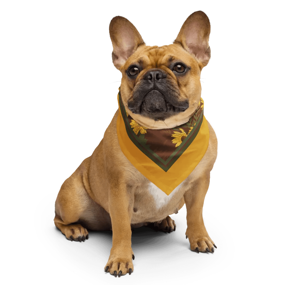 “Helianthus Sunflower Amongst the Greens” Bandana with Gold product image (5)