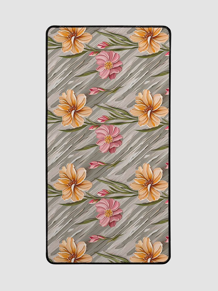 Desk Mat (31.5x15.5 inches) - Painted Flowers in Shades of Yellow and Pink product image (2)