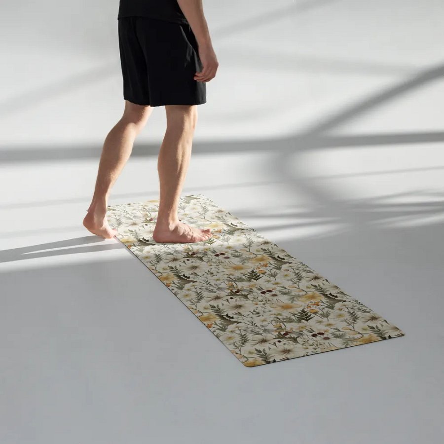 White Floral Yoga Mat by Treasure Pie product image (12)