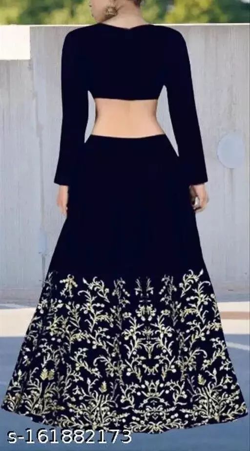 Indian Traditional Taffeta Silk Embroidered Lehenga Choli For Girls - Blue product image (2)