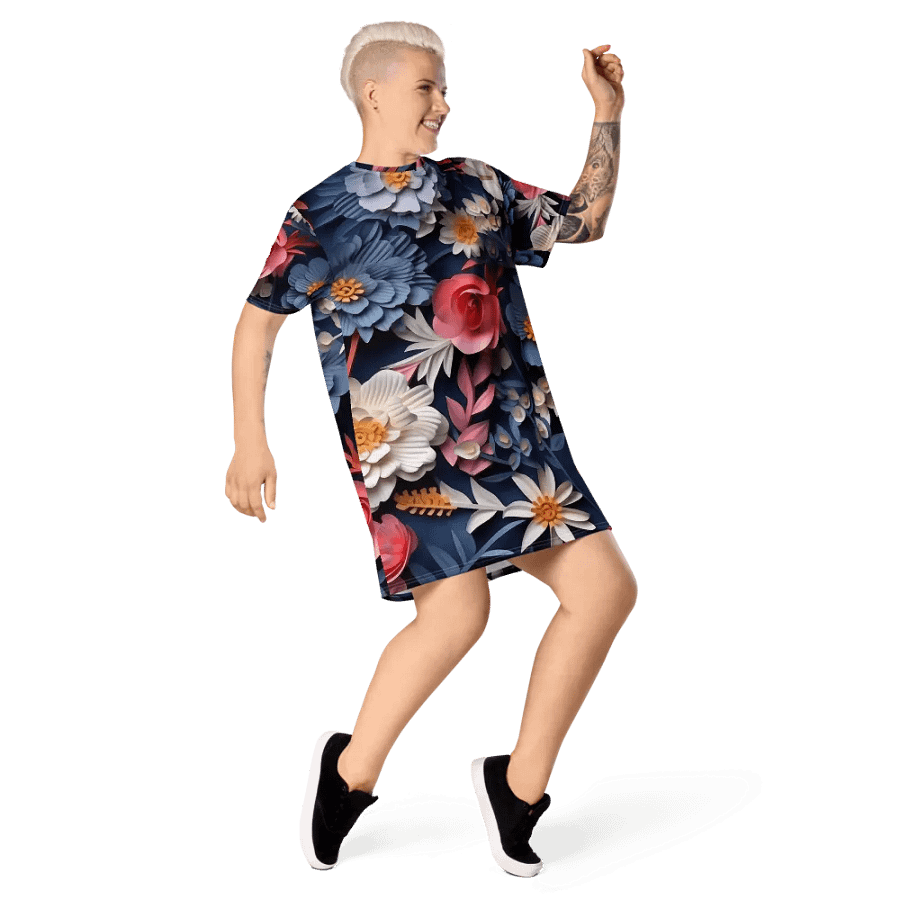 3D-Ditsy-Flowers-Seamless-Patterns T-shirt Dress - V12 product image (6)