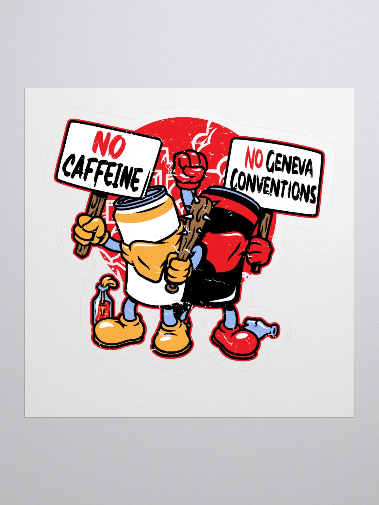 No Caffeine No Geneva Conventions Sticker product image (1)