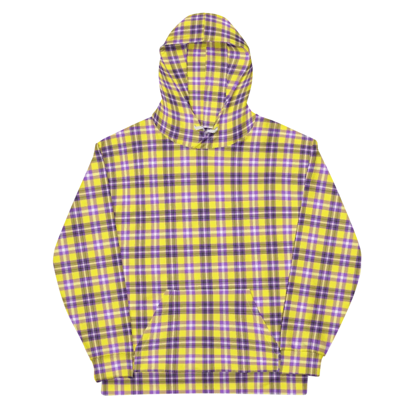Bright Yellow and Purple Plaid Hoodie product image (6)