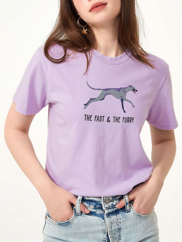 The Fast & The Furry T-Shirt(Embroidered) of a Greyhound(Blue) product image (2)