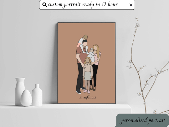 Custom Portrait, Minimalist Couple Portrait, Cute Cartoon Illustration, Personalized Print, Valentine Gift, Couple Memory Digital Gift product image (8)
