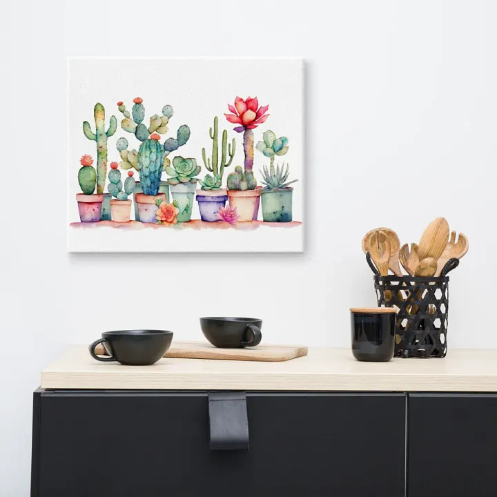 Colorful Potted Cacti And Succulents Canvas product image (1)