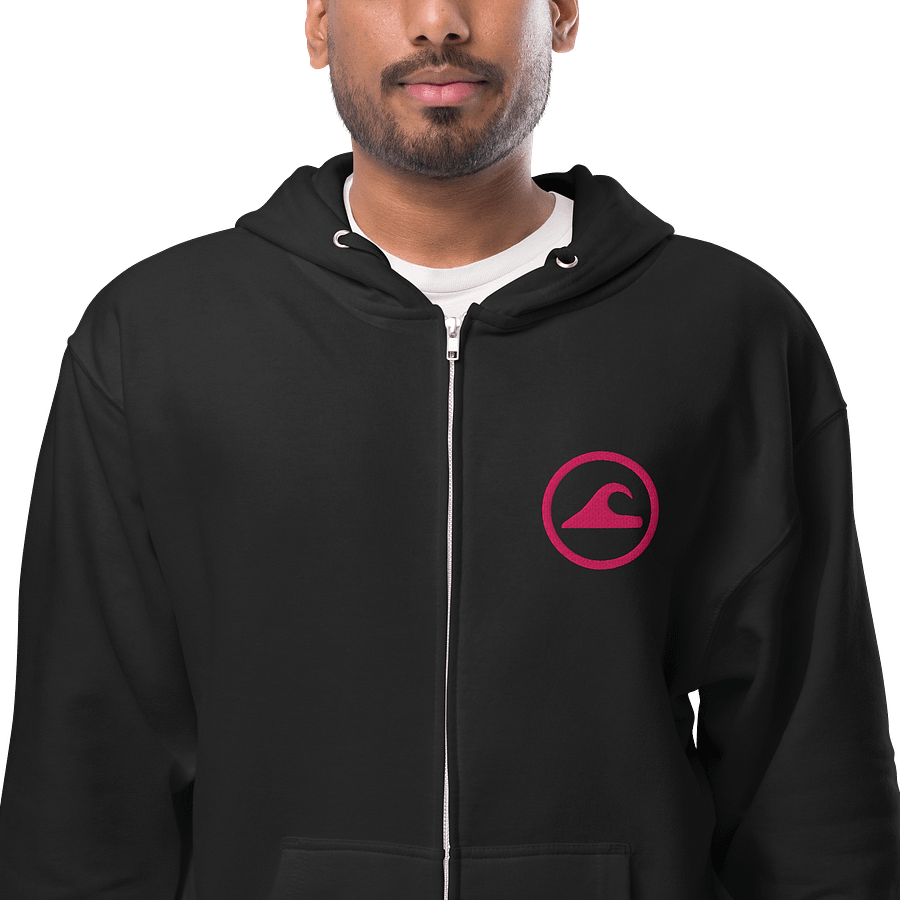 Embroidered Wave Rider Fleece Zip-Up Hoodie (Flamingo) product image (1)