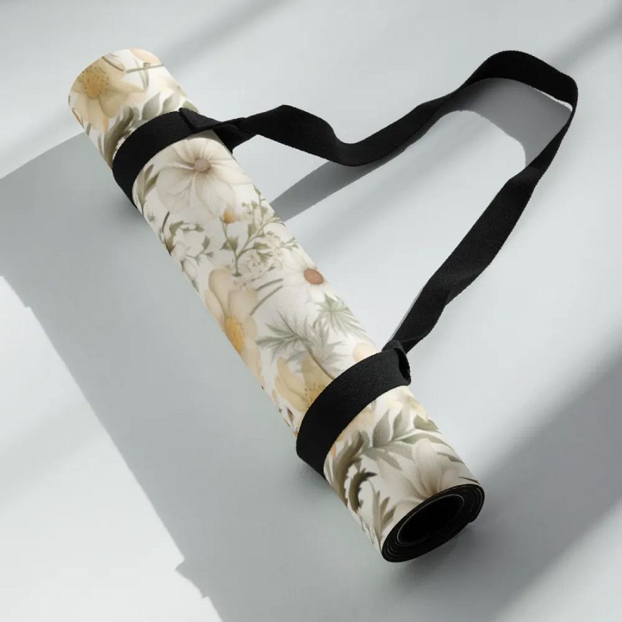 White Floral Yoga Mat by Treasure Pie product image (7)