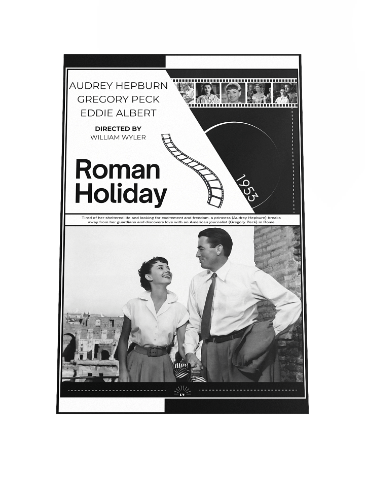 Roman Holiday with Audrey Hepburn and Gregory Peck 1953 | Movie Poster | 12x18 Wall Art product image (1)