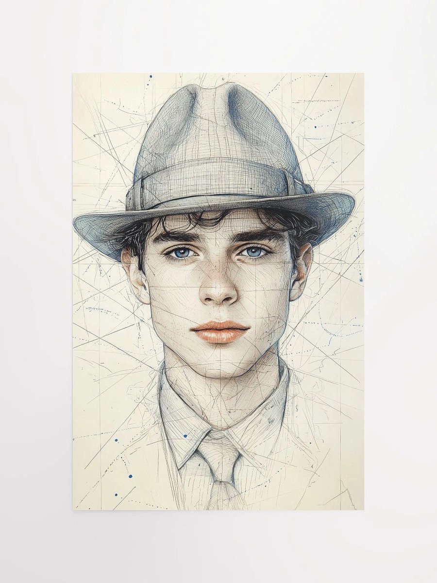 Classic Elegance: Line Art Portrait of a Man in a Fedora product image (4)