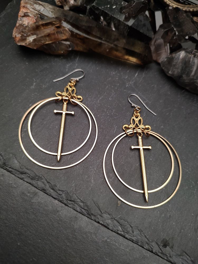 Earrings Swords - Golden Sword Duo product image (1)