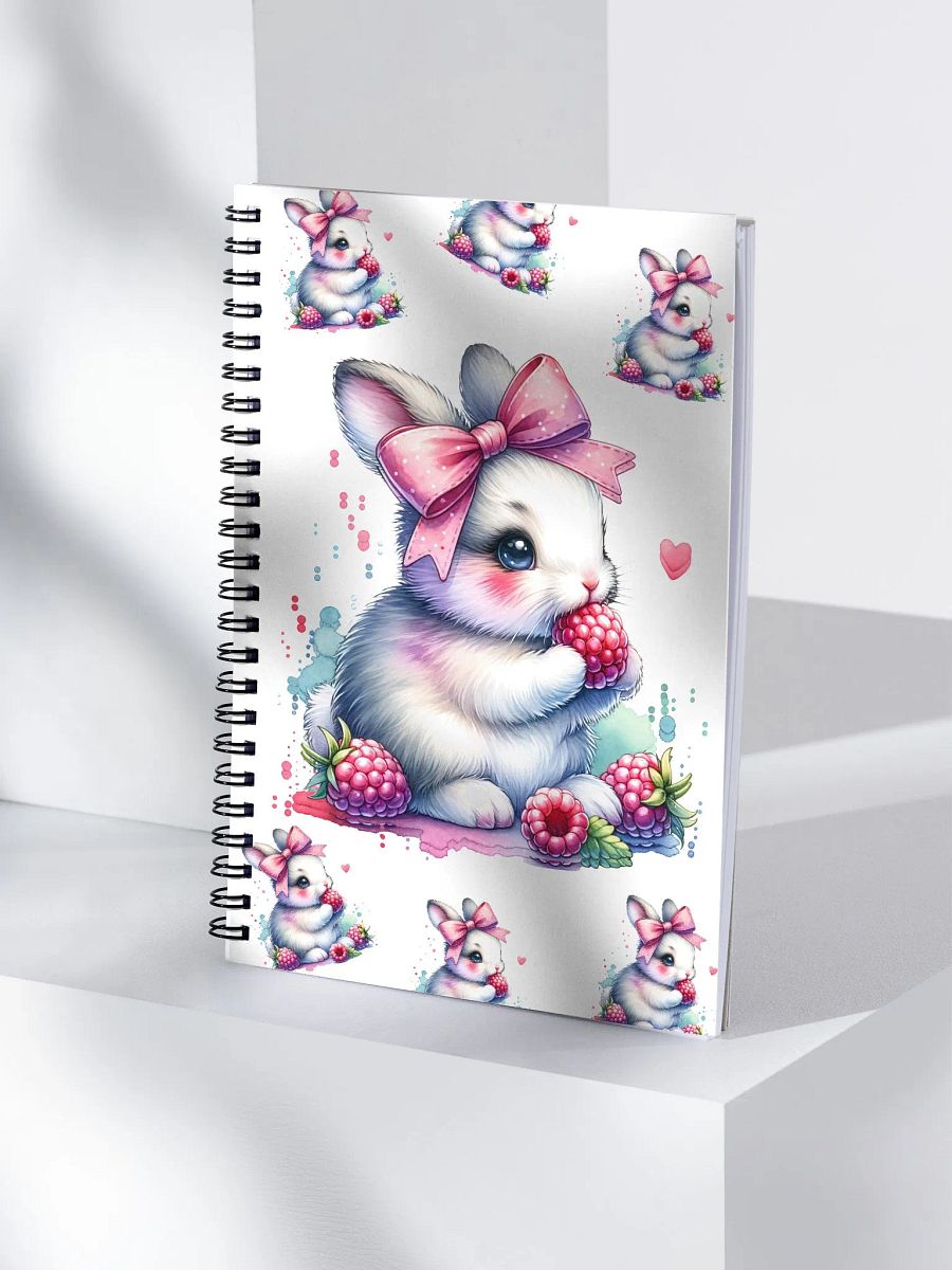 Whimsical Rabbit and Strawberry Spiral Notebook product image (4)
