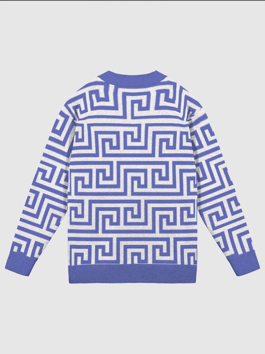Blue Greek Key Knitted Classic Cardigan product image (2)