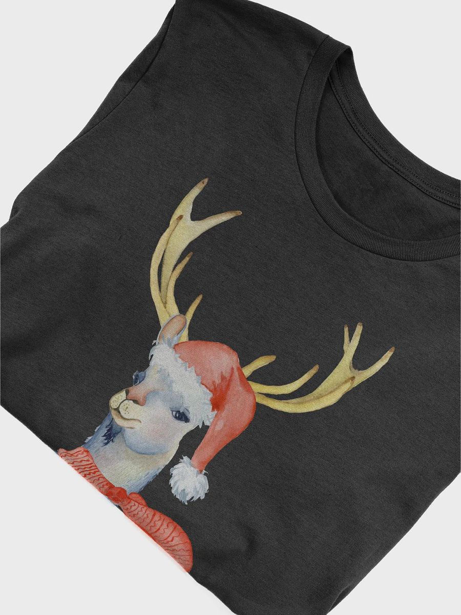 Christmas Llama Red Scarf and Red Hat Watercolor Art T-Shirt product image (10)