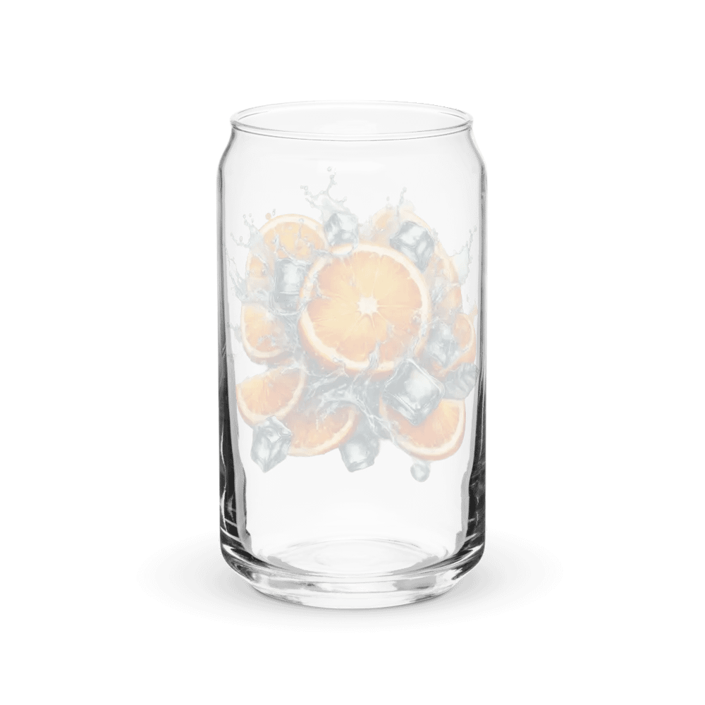 Orange fruit slices floating in the water, water and ice cubes design_01-Can-Shaped Glass product image (8)