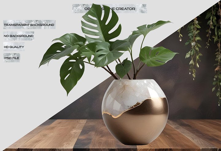 Glamour Organique – vase quart & bronze, PNG product image (2)