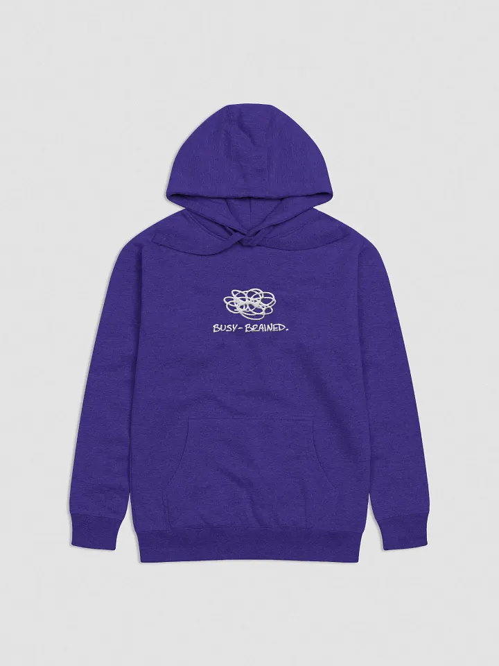 BUSY-BRAINED (white design) embroidered heavyweight hoodie product image (2)