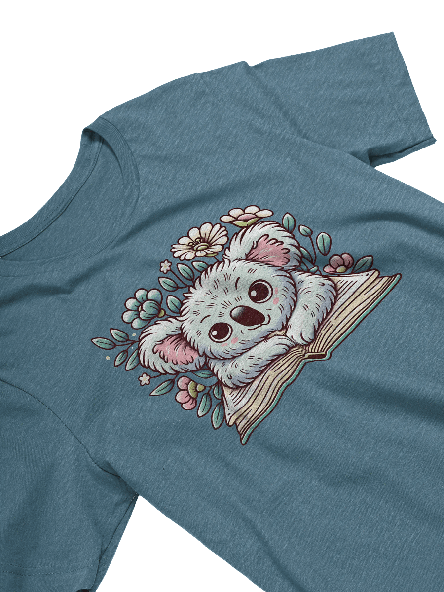 Cute Koala Reading T-Shirt, Book Lover Animal Tee, Nature-Inspired Graphic Tee, Adorable Bookworm Gift, Cozy Koala Floral T-shirt product image (3)