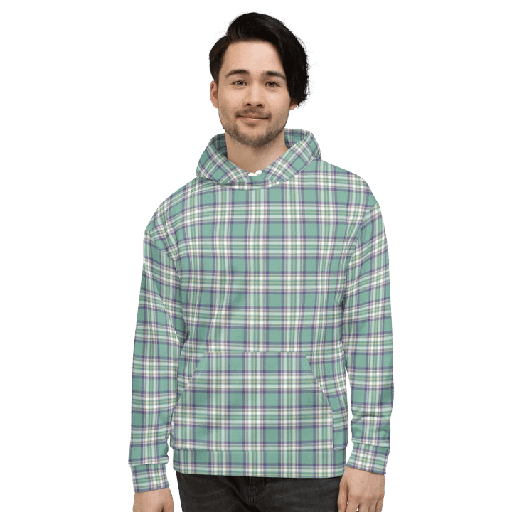 Light Green, Purple, and Yellow Plaid Hoodie product image (2)