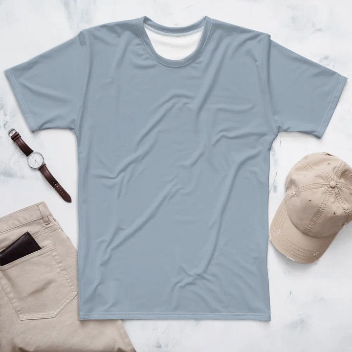 Plain Light Grayish Blue True Summer Men's Crewneck Polyester Heavyweight Premium T-Shirt by Treasure Pie product image (1)