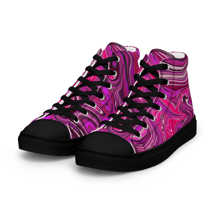 Women's High Top Canvas Shoes - Pink and Purple Digital Fluid Art product image (1)