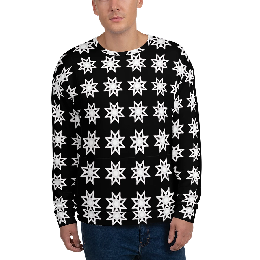 Abstract White Repeating Stars Unisex All Over Print Sweatshirt product image (5)