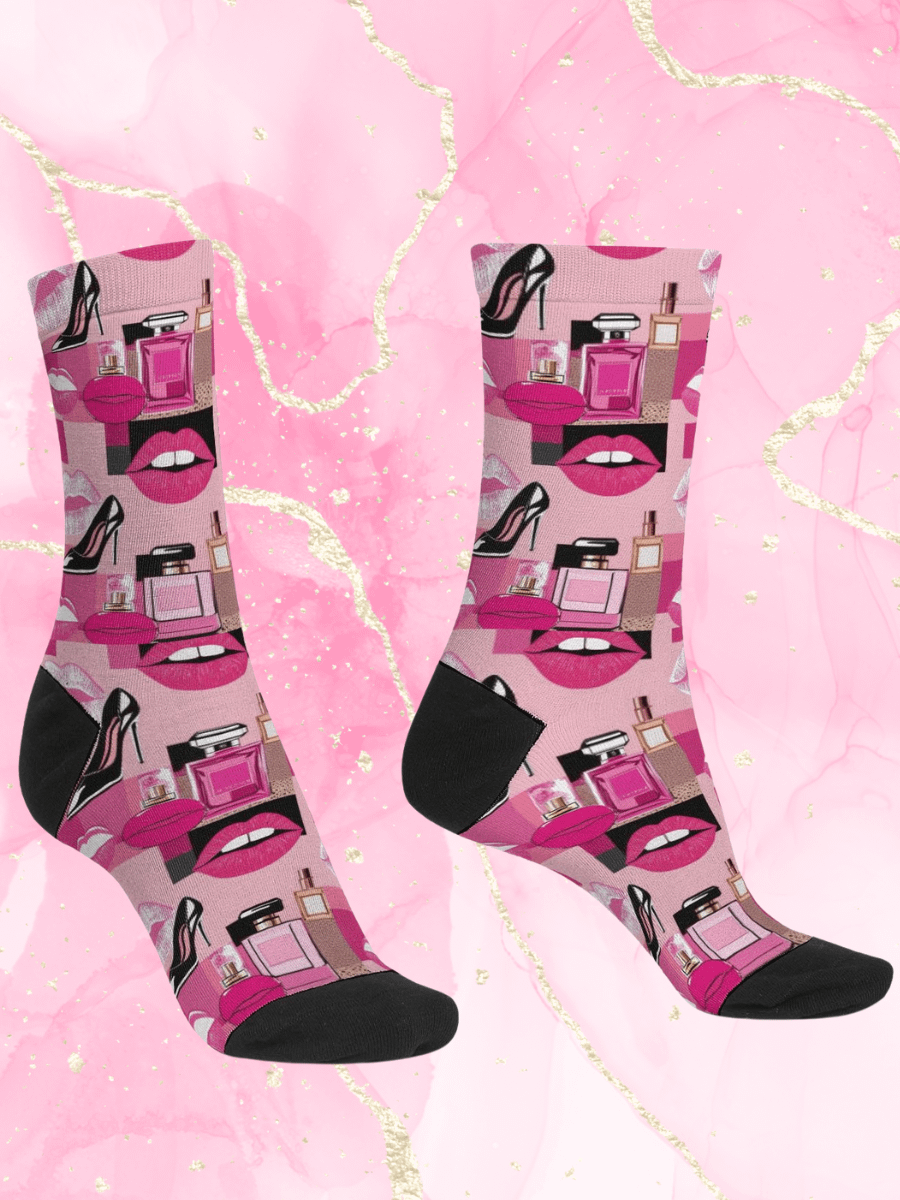 Chic Couture Pink & Black Crew Socks product image (2)