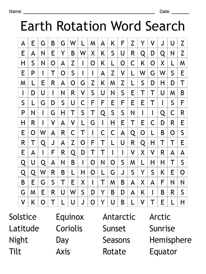 Earth Rotation Word Search: Explore the Science of Our Spinning Planet! product image (1)