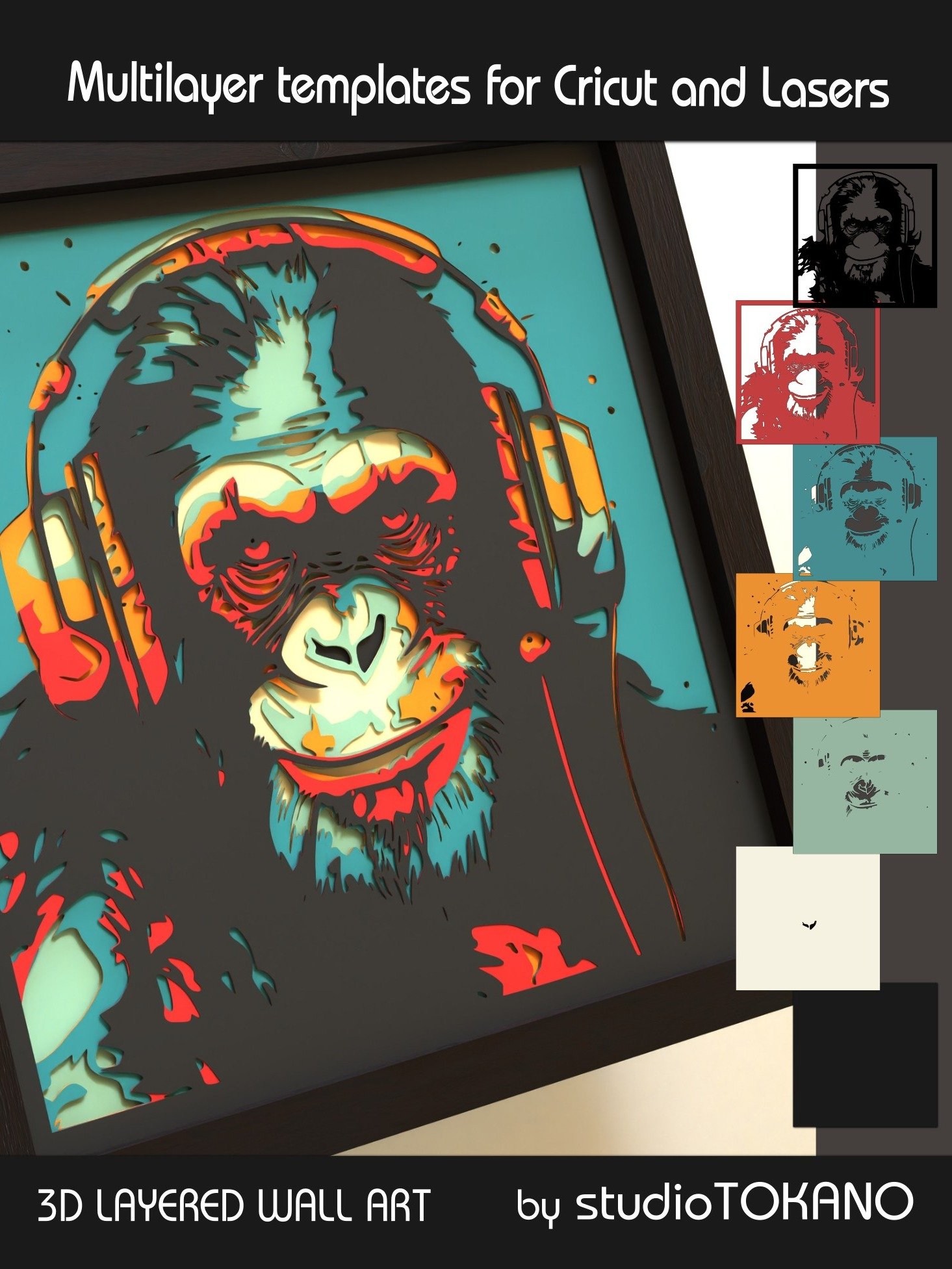 Chimpanzee 3D Cardstock art product image (6)