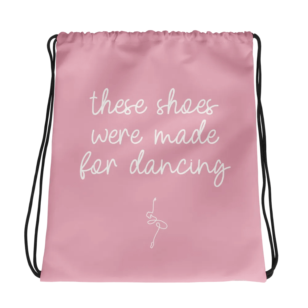 Drawstring Dance Bag | Pink with White Logo and Quote product image (1)