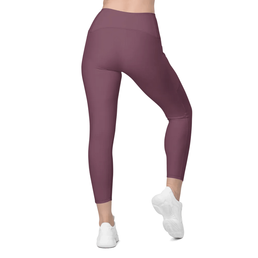 Plain Deep Purplish Red Soft Summer Women's High Waisted Premium Crossover Leggings with Pockets by Treasure Pie product image (3)