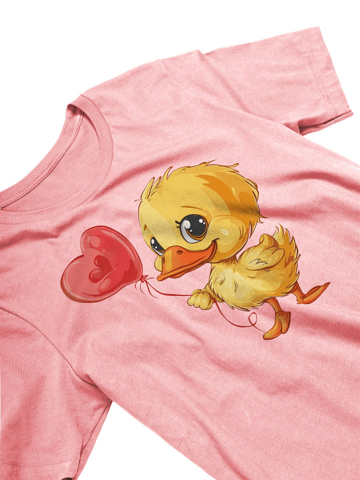 Cute Duckling with Heart Balloon T-Shirt, Unisex Cartoon Animal Tee, Fun Love Gift, Casual Duck Graphic Shirt for All Ages product image (2)