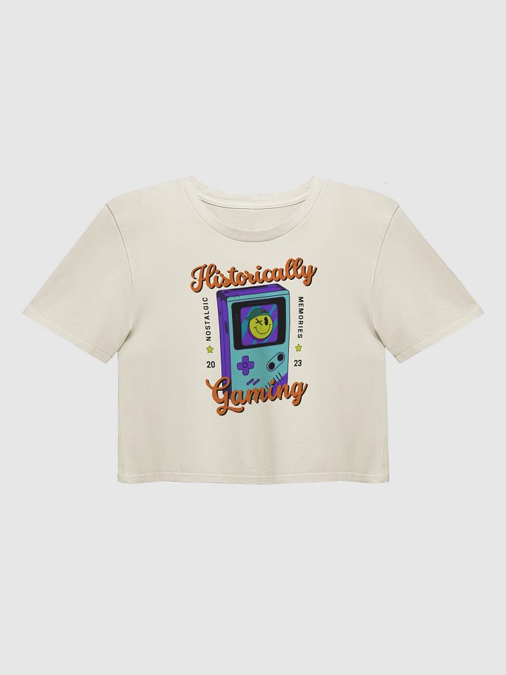 Historically Gaming Retro Gameboy Crop Top – Soft Gamer Cotton Tee (Ecru) product image (1)