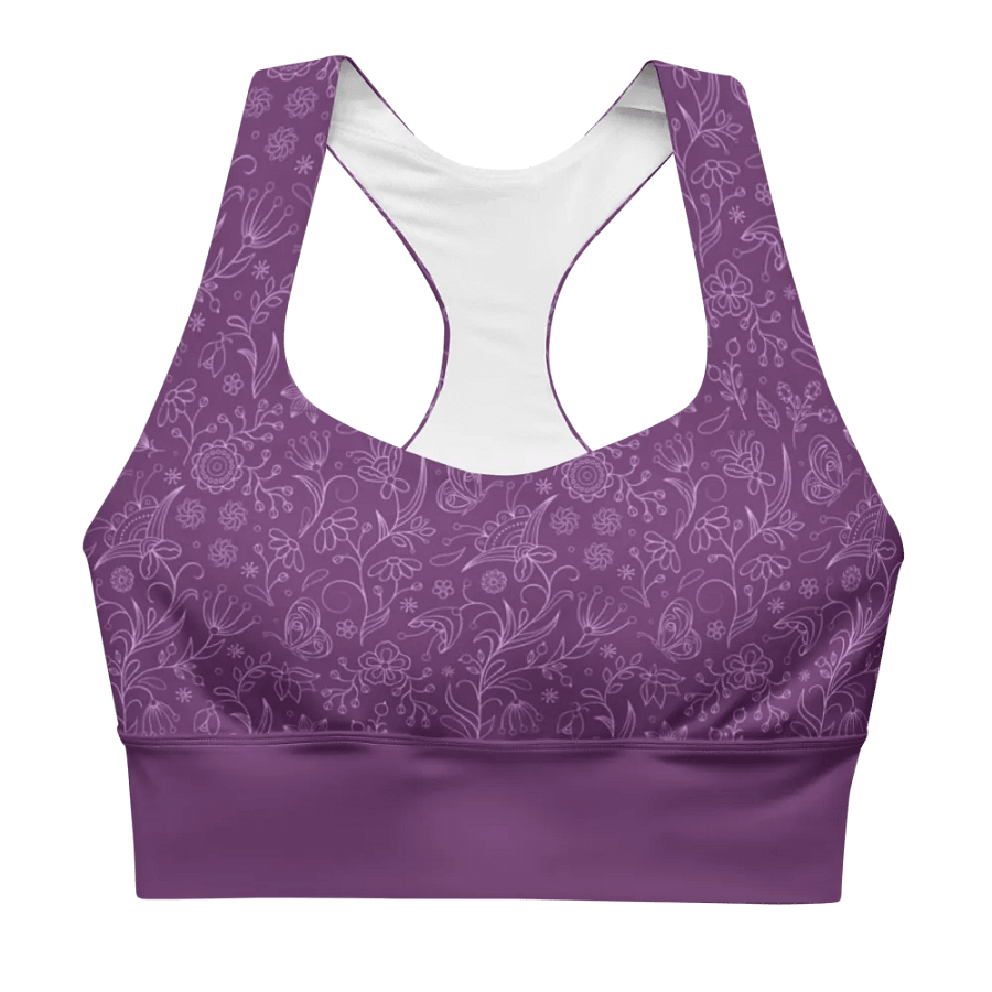 Dark Purple Floral Women's Sports Bra product image (5)