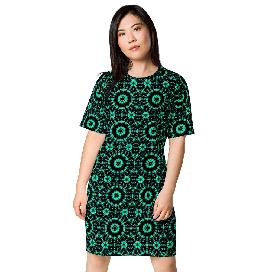 Abstract Repeating Neon Green Shapes T Shirt Dress product image (3)