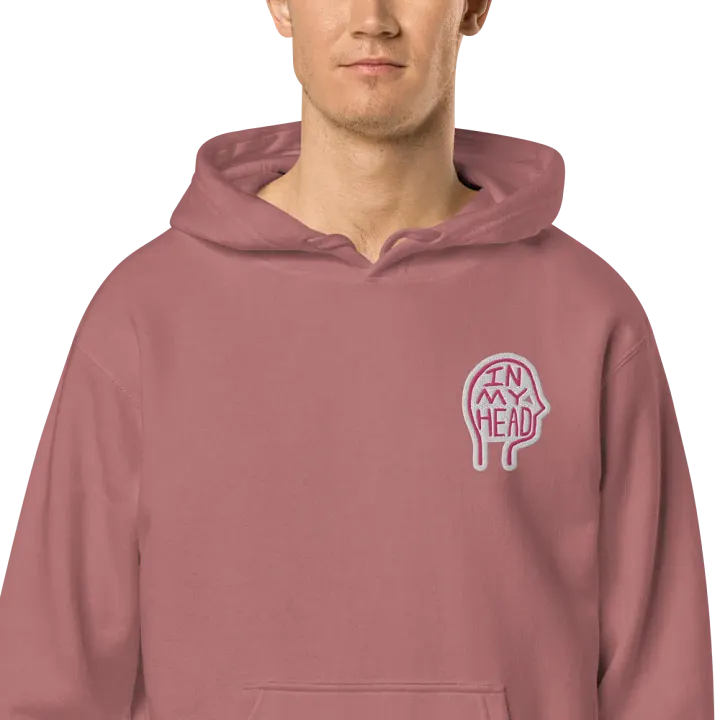 In My Head (L.C. pink bubble design) embroidered pigment hoodie product image (1)