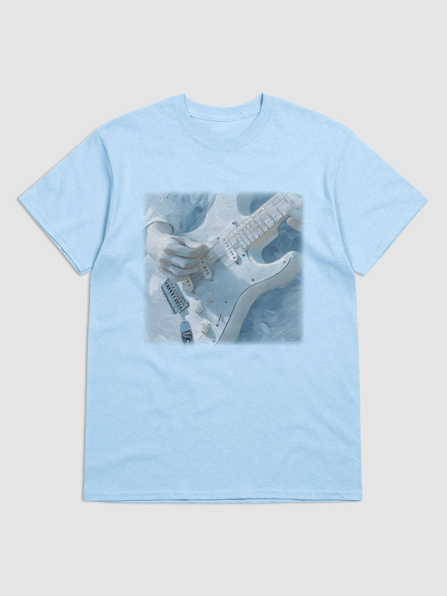 Painting of white electric guitar being played #1 product image (1)