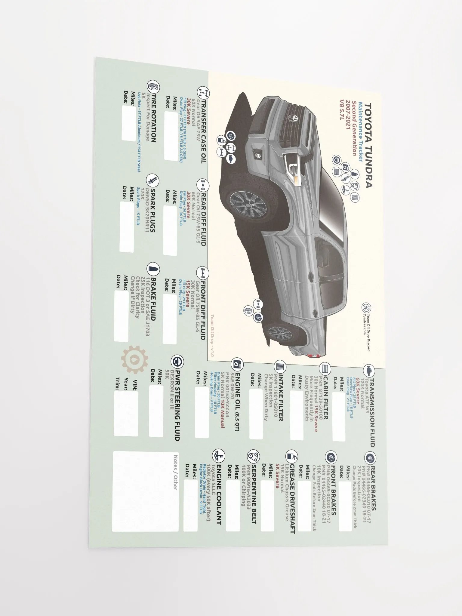 2nd Gen Tundra Maintenance Tracker - Silver / Cement product image (3)