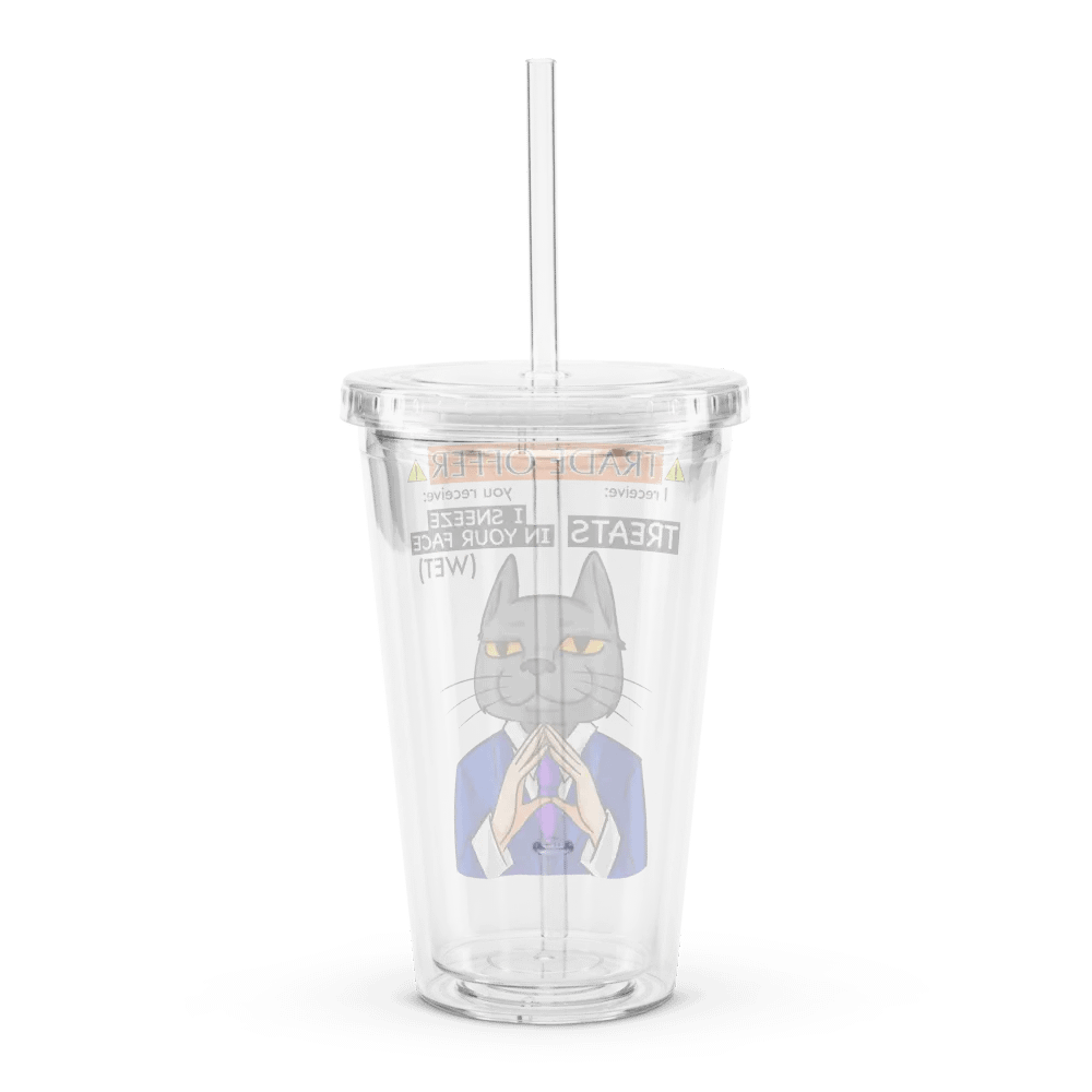Trade Offer Human-Cat Meme Clear Plastic Tumbler product image (2)