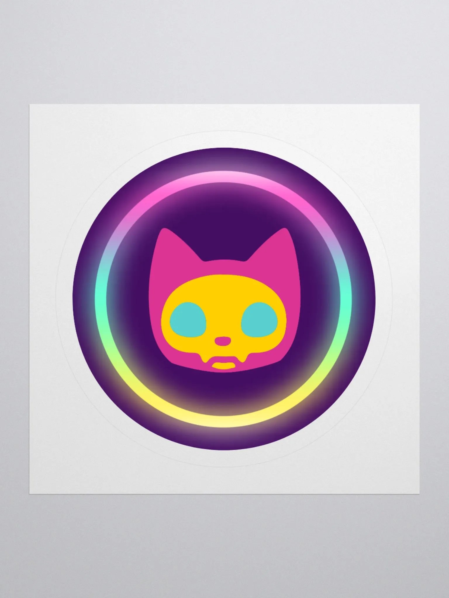 Taigi's Neon Cat Skull Sticker product image (1)