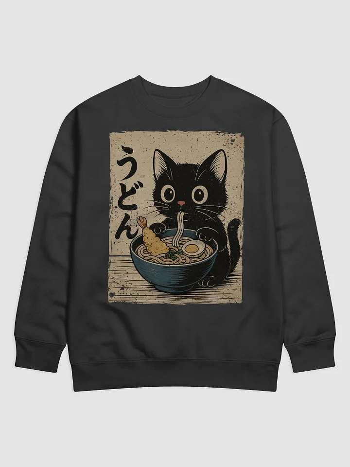 Black Cat Udon Ramen Traditional Japanese Retro Noodle Art Sweatshirt product image (3)
