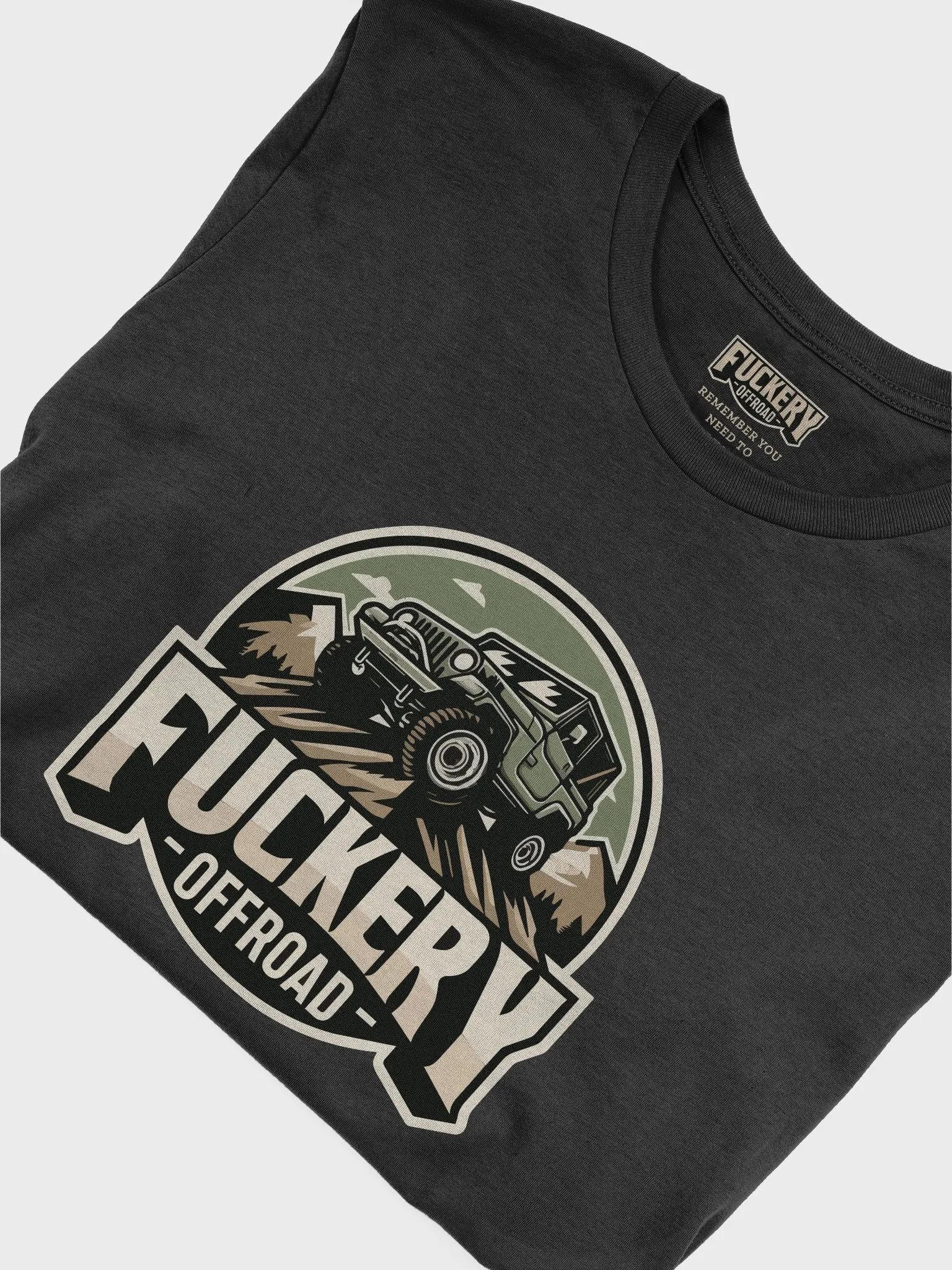 Unisex t-shirt with Fuckery Jeep Logo and Finesse Slogan (Dark colours) product image (5)
