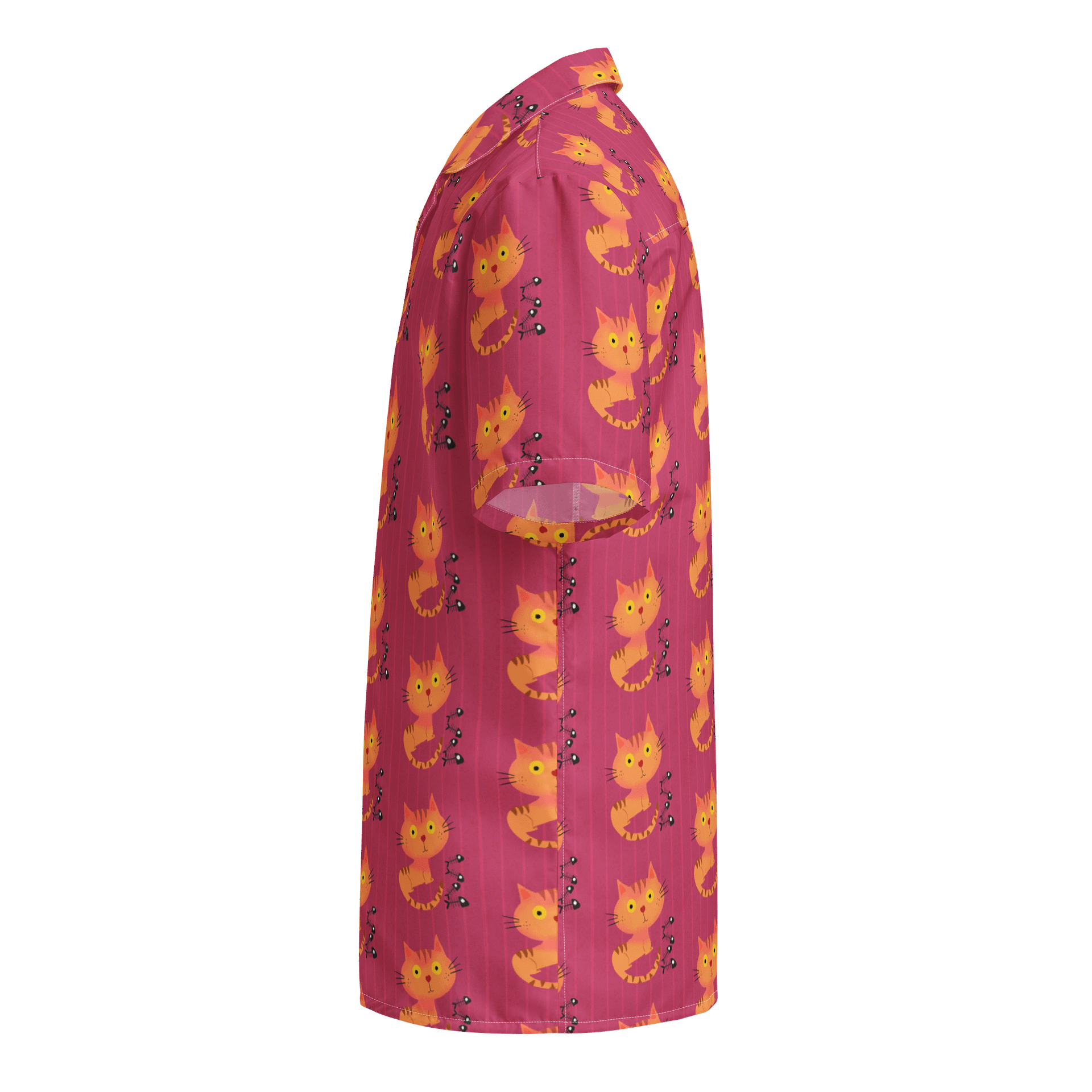Feasting Ginger Kitty Button-Down Hawaiian Shirt - Pink product image (3)